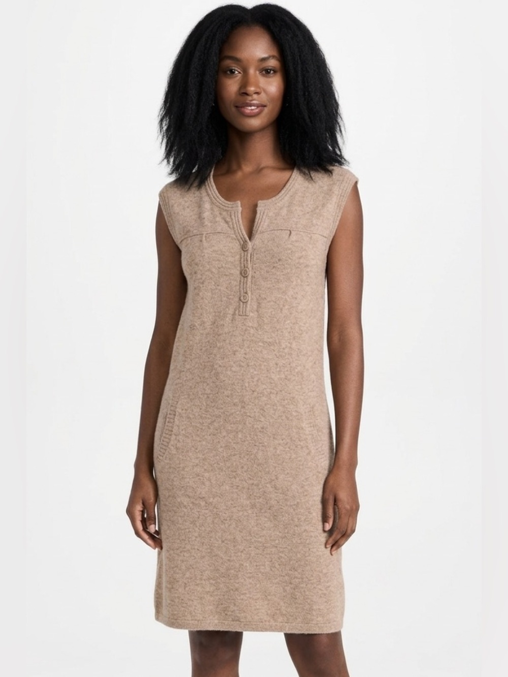 SIMONS ICONE Tan Knit Sweater Dress Wool Angora SIZE SMALL